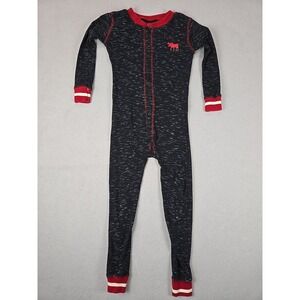 Lazy One Kids 4T Black Red‎ Moose Union Suit Pajamas One Piece Long Johns
